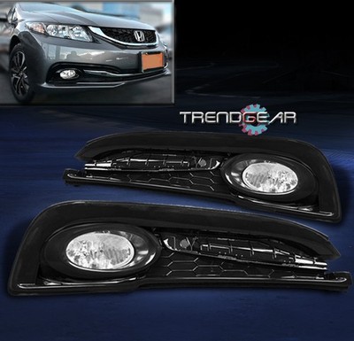 13-15 HONDA CIVIC SEDAN 4DR BUMPER DRIVING FOG LIGHTS LAMP CHROME W/BULB+SWITCH