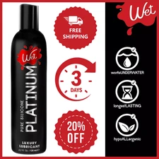 Wet Platinum Silicone Based Lube 4.2 Fl Oz Ultra Long Lasting Premium Lubricant.