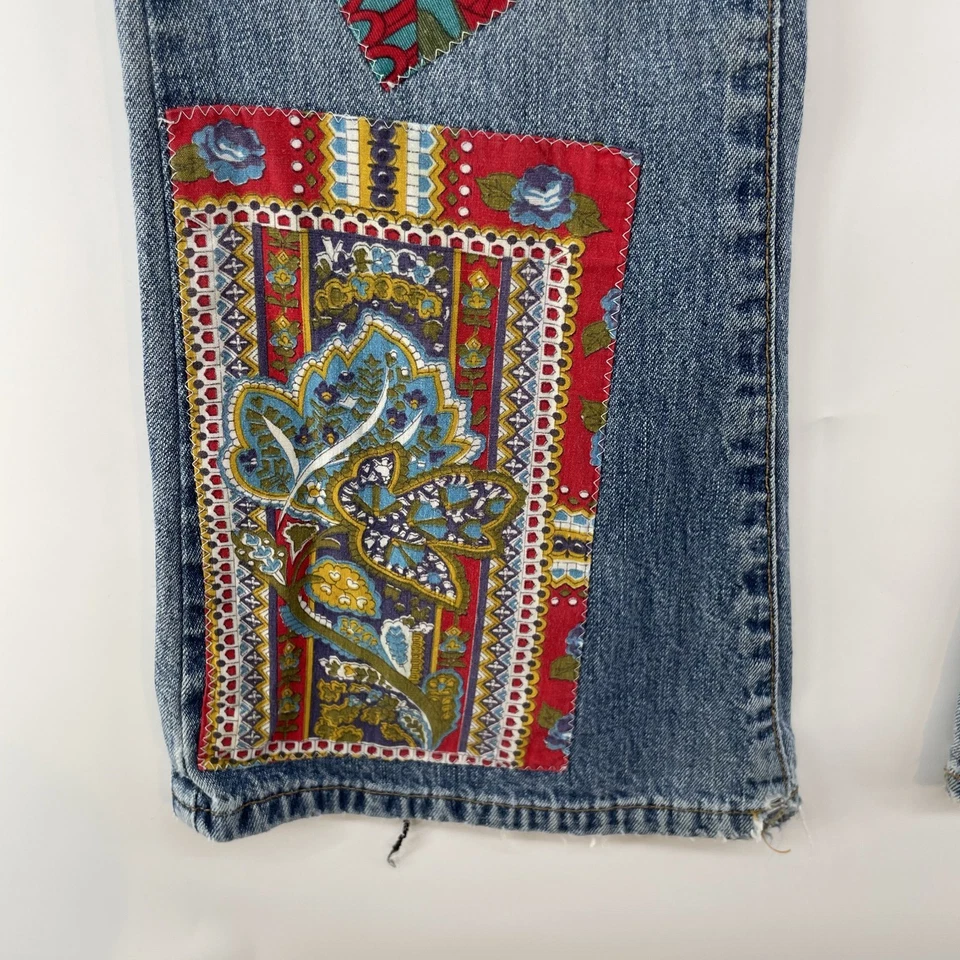 Jeans acampanados vintage años 90 Abercrombie niñas talla 10 hippie retazos 26Wx25,5L EE. UU. Foto 4 de 4