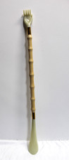 Vintage Combination Shoe Horn Back Scratcher Faux Bamboo Acrylic Tan Ivory