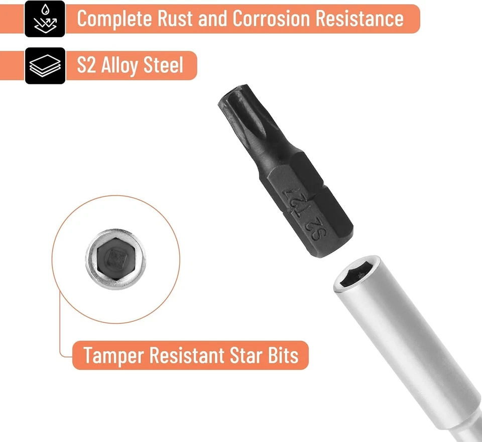 14pc Torx Bit Set Tamper Proof Security Torq T4/T5/T6/T7/T8/T9- T40 Screwdriver. - Image 4 of 4