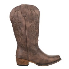 Roper Riley Flextra Cord Embroidered Snip Toe Cowboy Womens Brown Casual Boots