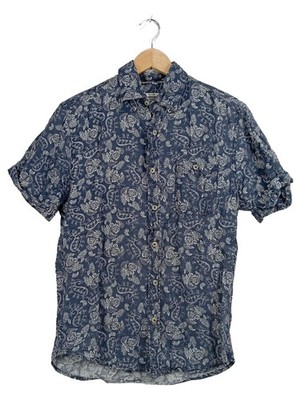 Dressmann Herren Freizeithemd Kurzarm Paisley Leinen Gr. S Blau