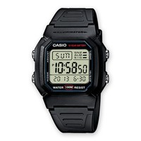 Unisex Uhr Casio W-800H-1A Vintage Silikon Schwarz Chrono 100Mt
