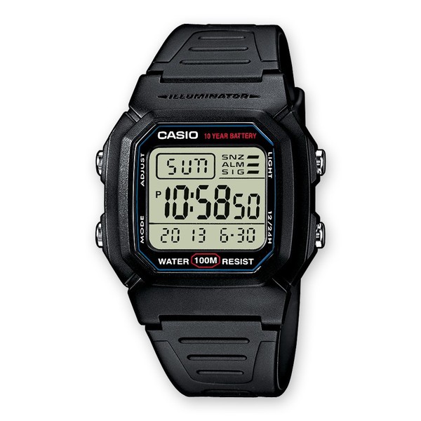 Unisex Uhr Casio W-800H-1A Vintage Silikon Schwarz Chrono 100Mt-image
