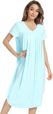 Nightgowns for Women-Viscose Made from Bamboo, Short Sleeve