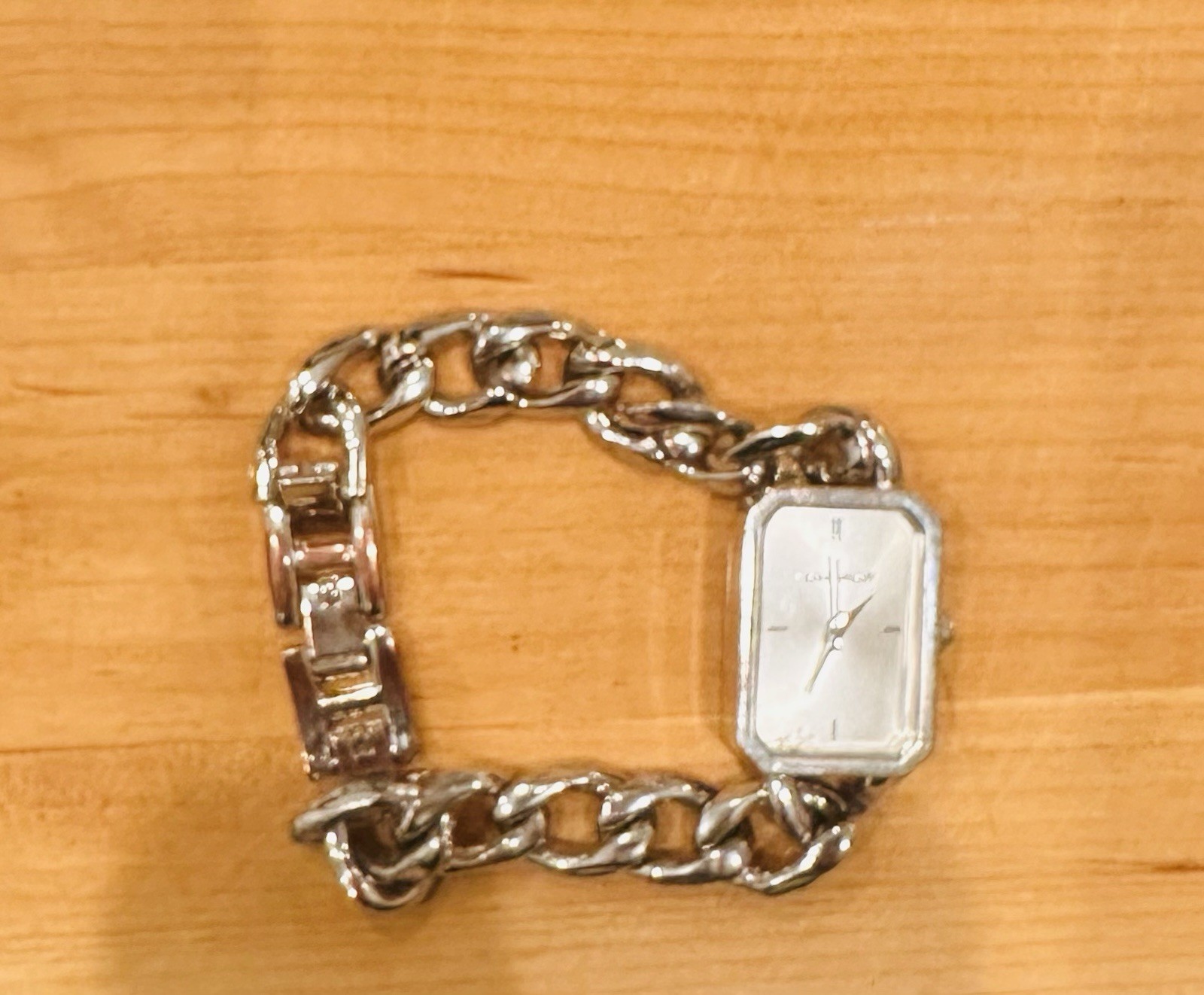 Laura Ashley Silver Tone Rectangular Chain Link B… - image 2