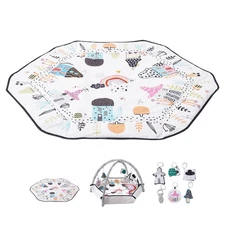 Baby Play Gym Mat Tummy Time Activity Mat with 6 Sensory Toys 41.7" x 41.7"