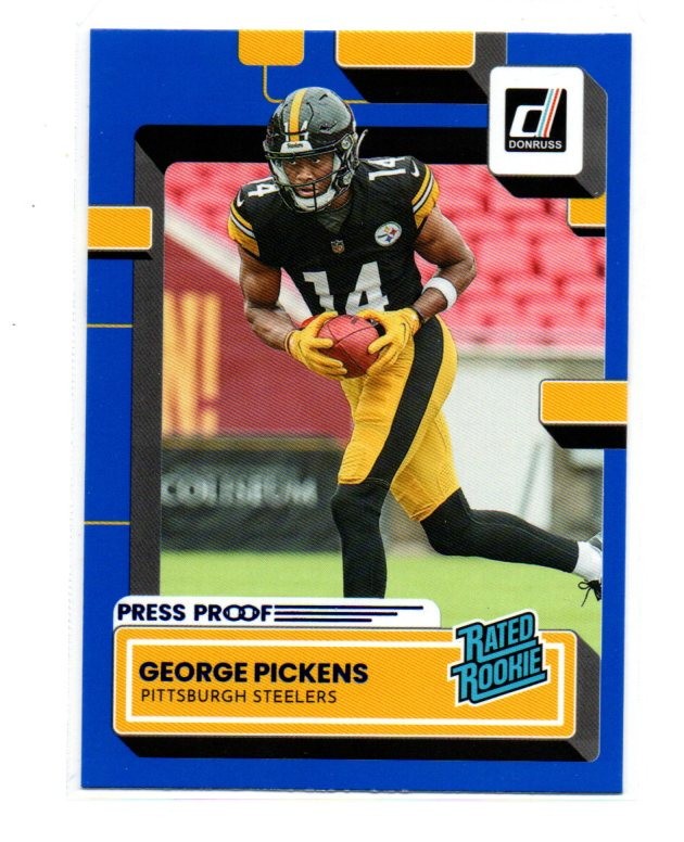 2022 Donruss Rated Rookie Press Proof Blue #323 George Pickens (RC) Cowboys!