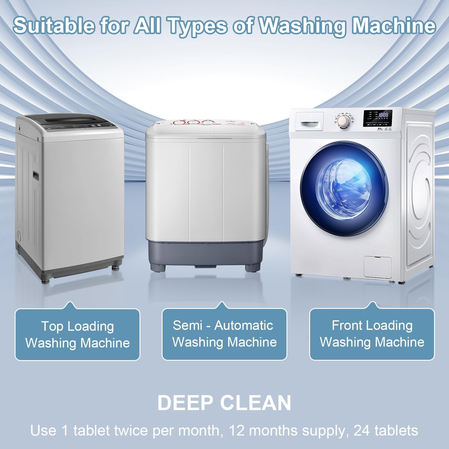 Washing Machine Cleaner, Deodorizer, & Descaler 24-Pack- Deep Cleaning... 