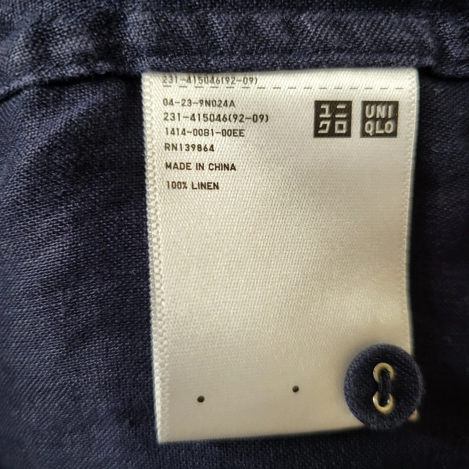 Camisa con botones Uniqlo X Ines De La Fressange para mujer Lino azul marino Foto 3 de 4