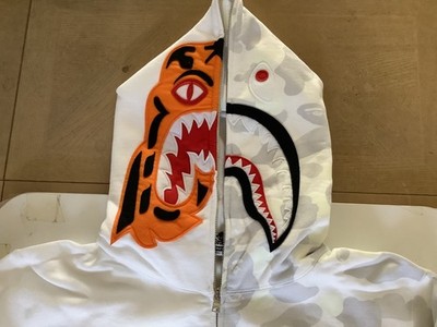 Authentic a bathing ape bape city camo tiger shark full zip hoodie