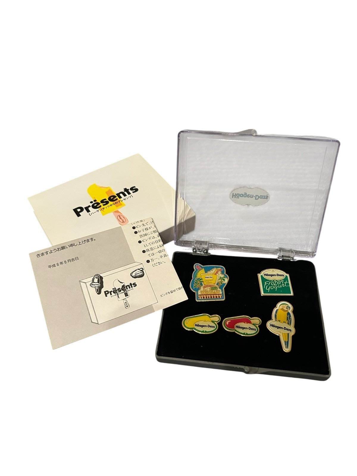 Raro 1994 Häagen-Dazs Japón Exclusivo Pin Insignia Set Promo Helado Vintage