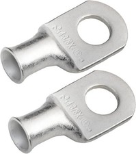 2Pcs 4 AWG 3/8 Stud X Wide Pad Tinned Copper Wire Lugs Ring Terminals Battery