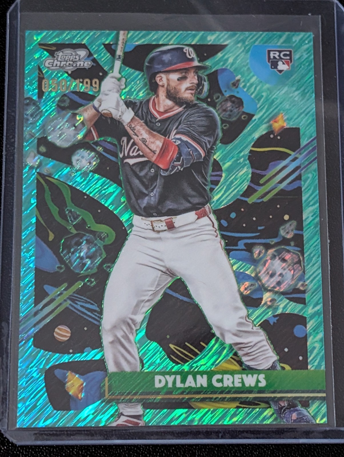 2025 Topps Cosmic Chrome - Dylan Crews #194 Aqua Equinox Refractor /199 (RC)
