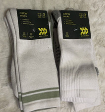 NEW IN PACKAGE MEN'S SET OF 2 CREW SOCKS SIZE 6-12 6 SOCKS TOTAL ALL IN MOTION