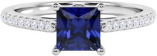 Sep-Blue Sapphire 1.5Ct Gems Princess Cut Rose Flower Engagement Ring for Women