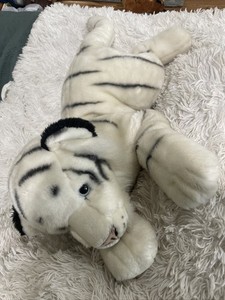 30”Realistic Toys R Us Animal Alley Plush White & Black Siberian Tiger Blue Eyes