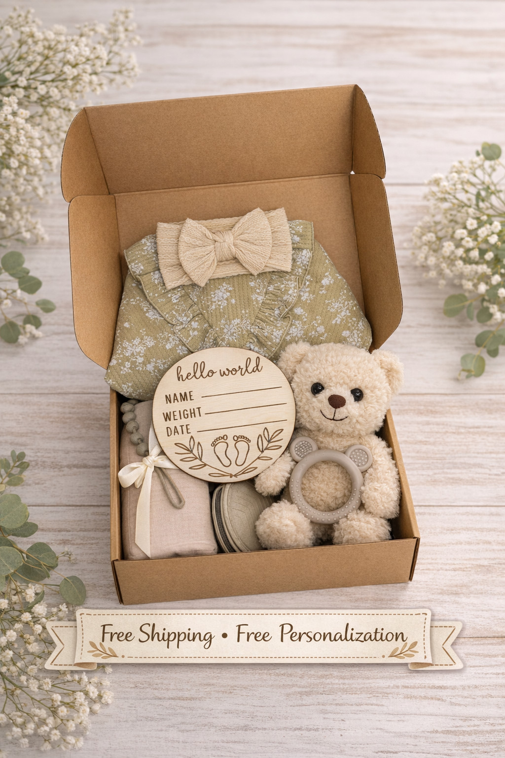 Neutral New Baby Gift Box, Newborn Gift, Baby Shower Gift, F