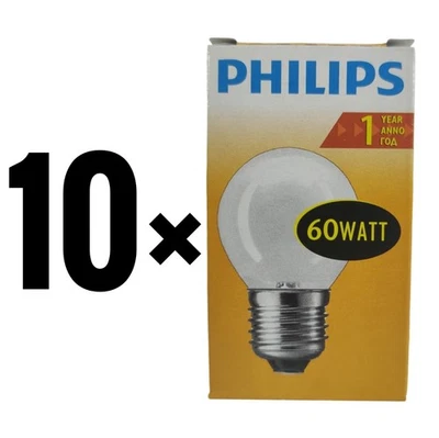 10 x Lampadina Philips 60W E27 opaca forma di sfera NO LED 60Watt P45 Globo goccia