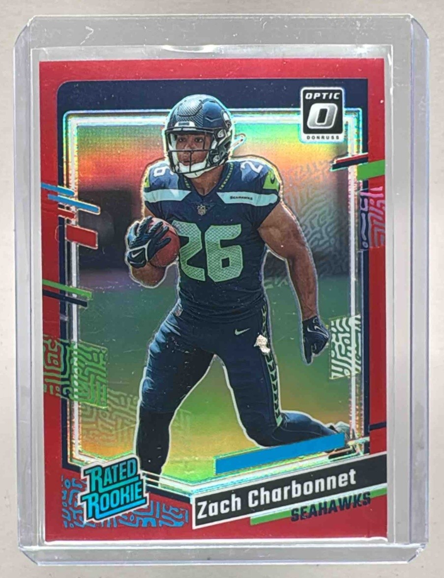 Zach Charbonnet 2023 Panini Donruss Optic #294 Red Prizm RC Rated Rookie /99