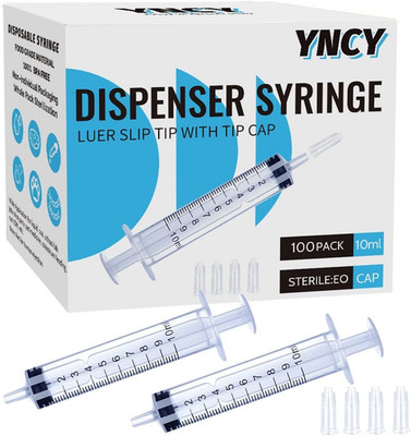 100 Pack 10Ml Syringes with Cap, Luer Slip Tip, 10Cc Syringe Whole Pack Bulk Ste