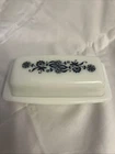 VTG PYREX Old Town Dark Blue Onion Butter Dish w/Lid Milk Glass  - USA Made