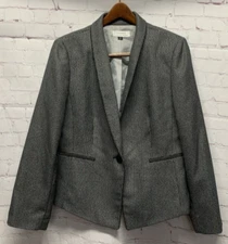 Tahari Size 16 Blazer Jacket Gray Herringbone Suit Separate Women