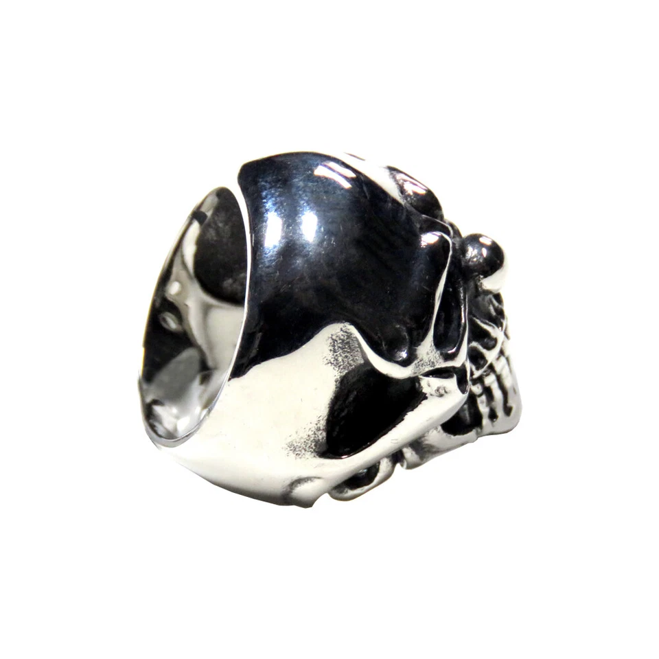 Мужское кольцо-клоун из нержавеющей стали с полированным черепом - Изображение 2 из 3