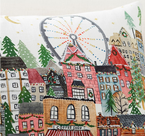 Pottery Barn Christmas In The City Lumbar Pillow Cover NWT Holiday Retired - Picture 5 of 5