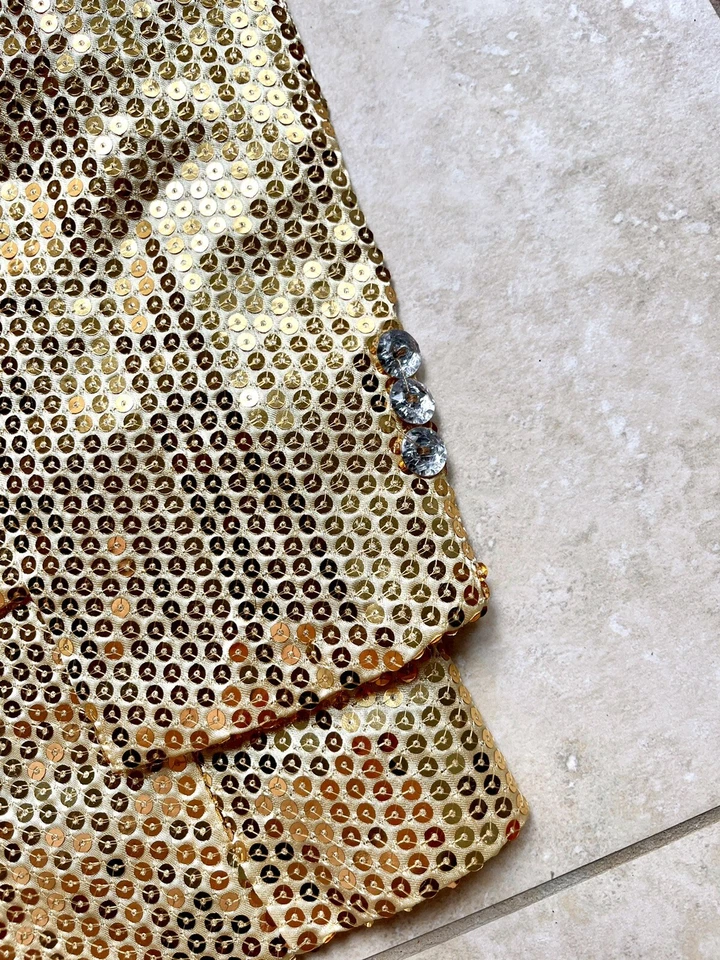 Traje Chaqueta Disfraz Niño Lentejuelas Dorado Talla S Foto 4 de 4