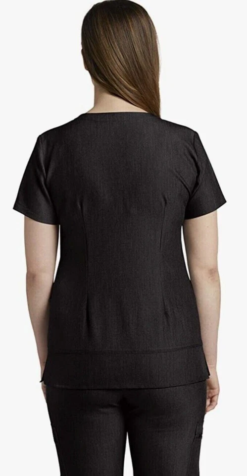 Camisetas Médicas Blancas Calce Cruzado Negras Cuello en V 1 Bolsillo Talla XS NUEVAS CON ETIQUETAS. Foto 3 de 4