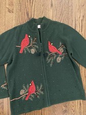 Vtg Red Cardinal Birds Virginia State Bird Watcher Ugly Christmas Sweater XL