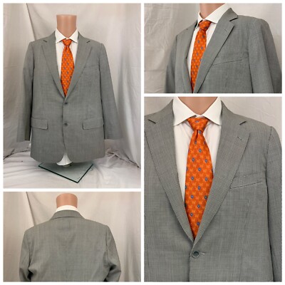 Bespoke Blazer 42R Gray Blue Check Wool 2B 1V Func Cuffs LNWOT YGI T1-596