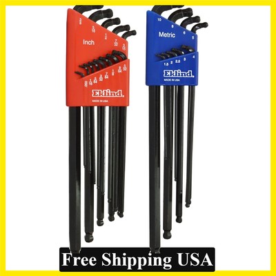 Sae & Metric 17222 Double Ball Hex L Key allen wrench Combo Extra Long Inch MM