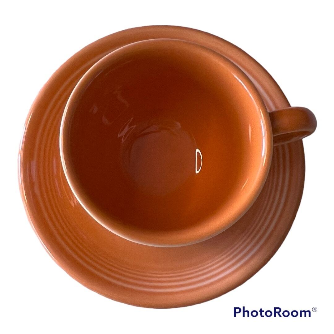 Tangerine Retired Color Fiestaware TeaCup and Saucer Set Collectible Pottery
