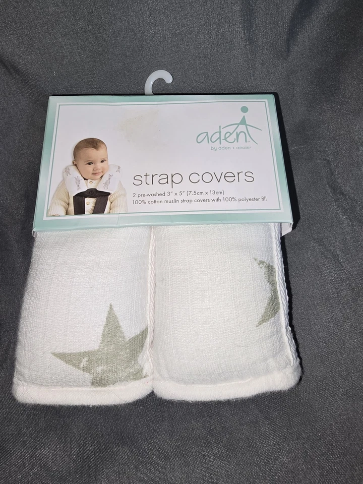 Usado en Excelente Condición Juego de Fundas de Correa de Asiento de Bebé Aden and Anais Infant BabCar 2 Estrellas Blanco Coche de Bebé Foto 2 de 4