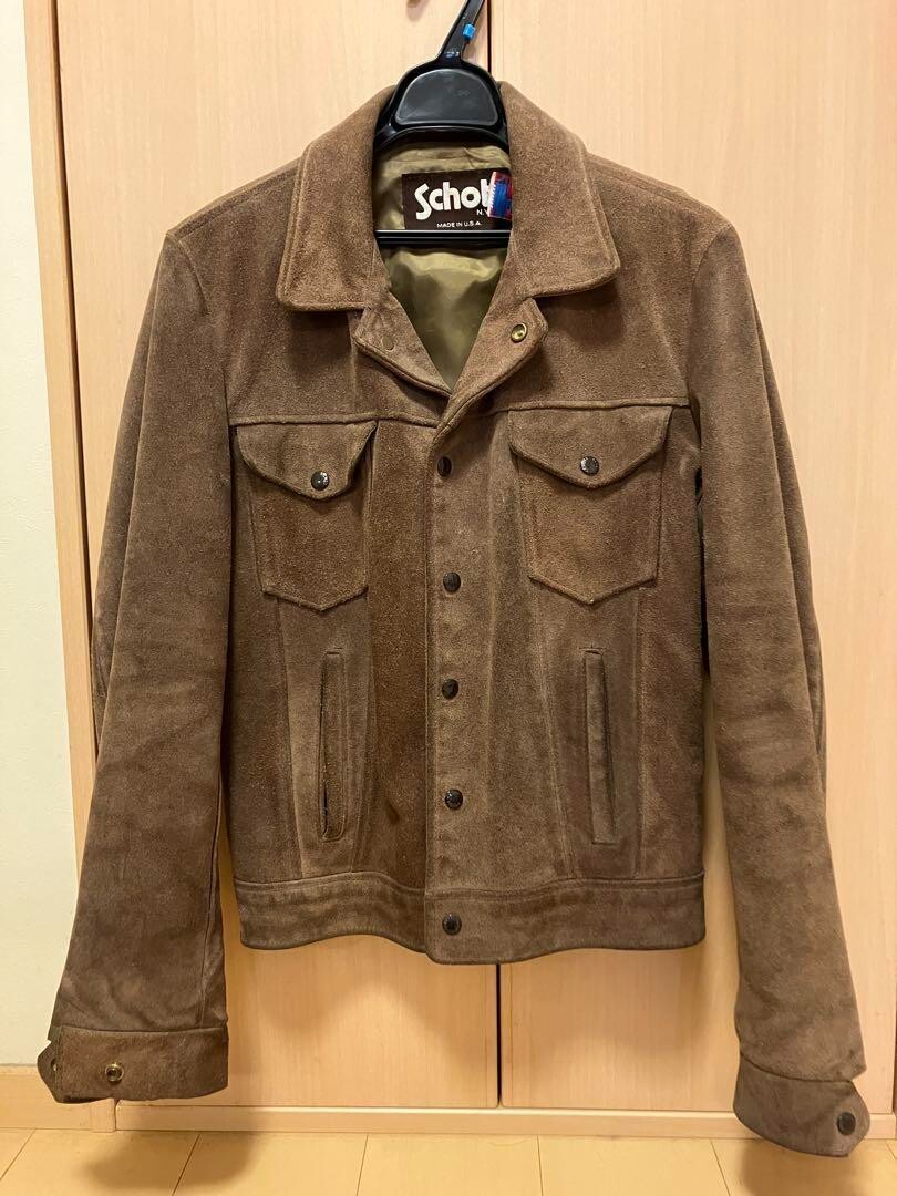 Auth Used EX+ Schott Suede Leather Jacket Brown Lee Type 101J Size