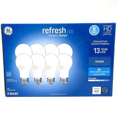 GE LED Lighting Bulb Refresh Daylight A19 Dimmable 60Watt EQ Use 8.5 W (8Pack) 43168449373 eBay