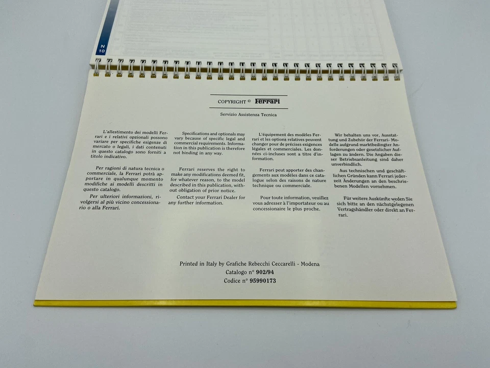 FERRARI F512M VERSIÓN EE. UU. 1995 MANUAL DE INSTRUCCIONES | MANUAL DEL PROPIETARIO | LIBRO 902/94 Foto 3 de 4