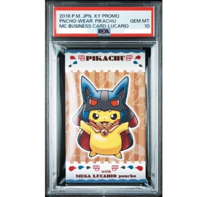PSA 10 Poncho-Wearing Pikachu Mega Lucario Business Card XY Promo