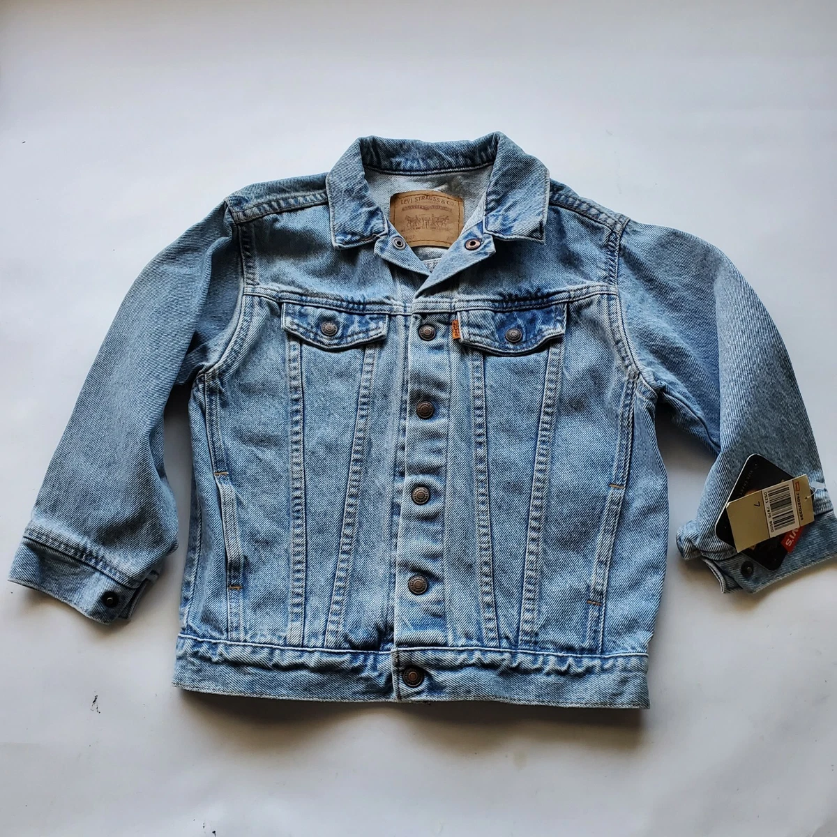 Vild syreindhold sammenbrud Little Levis Deadstock USA Made Orange Tab Kids 7 Vintage Denim Jacket 90s  | eBay