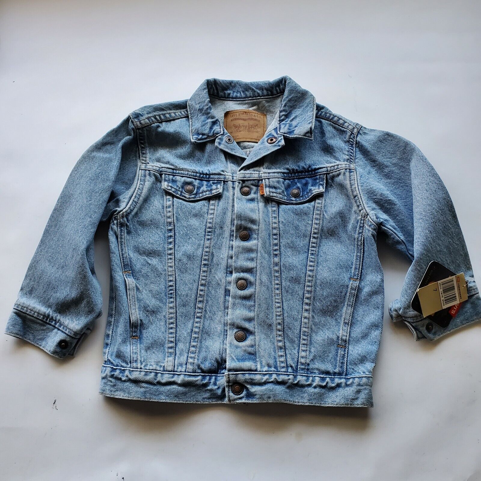 Little Levis Deadstock USA Made Orange Tab Kids 7 Vintage Denim Jacket 90s  | eBay