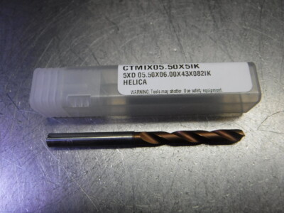 CTMI 5.50mm Coolant Thru Carbide Drill 5xd 05.50X06.00X43X082IK HELICA (LOC1304A