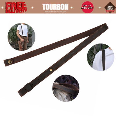 TOURBON Buffalo Hide Leather Rifle Sling Shotgun Carry Strap Brown_Hunting Sling