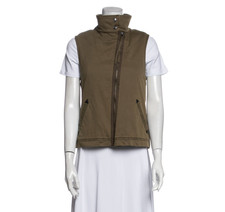 Marrakech Moto Vest Womens Small Army Green Lined Asymmetrical Zip Front Boho