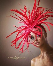 Aimee Fuller Kentucky Derby Fascinator Hat Red Feather Royal Ascot Hat Easter