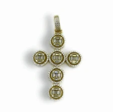 Brand New 925 Sterling Silver CZ Gold Plated Masonic Orb Cross