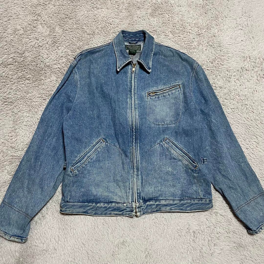80'S POLO COUNTRY RALPH LAUREN Men S Zip-up Denim Jacket USA