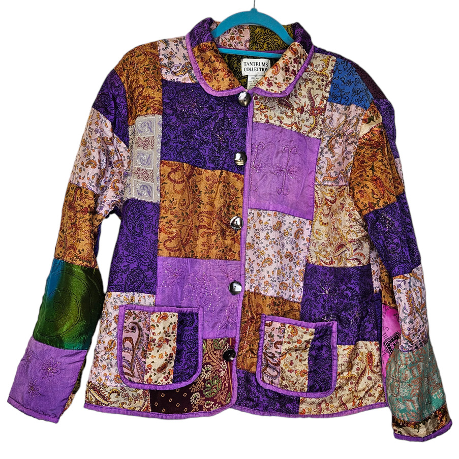90s Tantrums Collection M Silk Patchwork Jacket B… - image 1